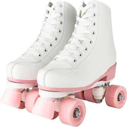 Women's High-top Roller Skates - PU Leather Indoor/Outdoor Four-Wheel Skates