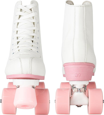 Women's High-top Roller Skates - PU Leather Indoor/Outdoor Four-Wheel Skates