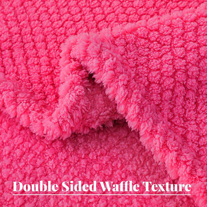 Whale Flotilla Extra Large Fuzzy Fleece Throw Blanket for Couch, 50x70 Inch Fluffy Soft Jacquard Blankets for All Season, Lightweight and Cozy, Hot Pink