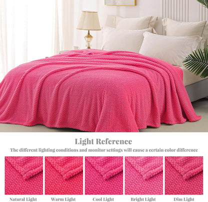 Whale Flotilla Extra Large Fuzzy Fleece Throw Blanket for Couch, 50x70 Inch Fluffy Soft Jacquard Blankets for All Season, Lightweight and Cozy, Hot Pink