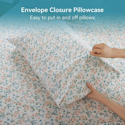 Queen Size Sheet Set, 4 Piece Floral Printed Bed Sheets, Deep Pockets