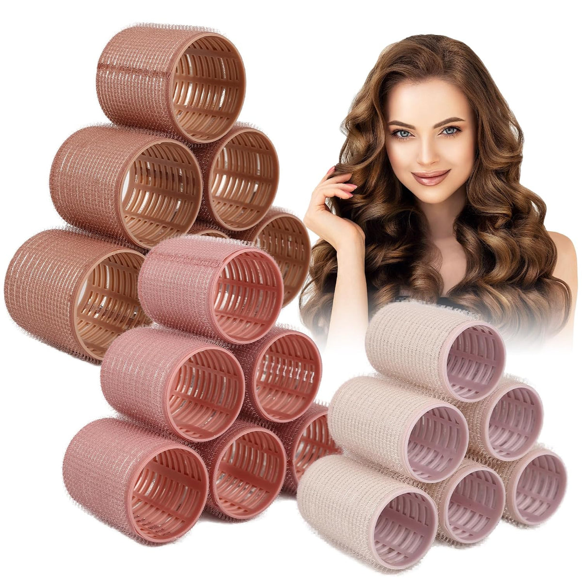 18pcs Ceramic Thermal Hair Rollers,Curlers for Long Medium Short Hair