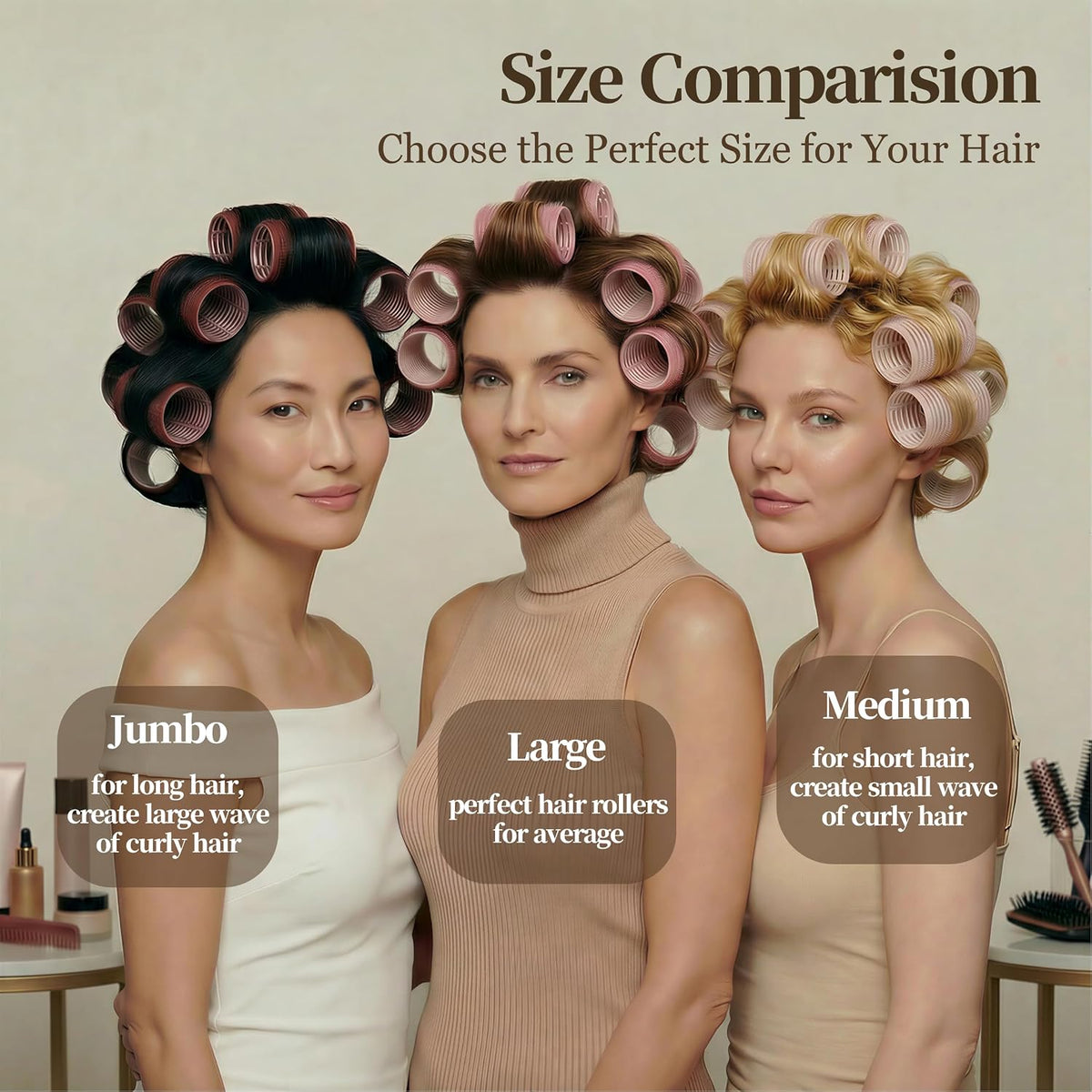 18pcs Ceramic Thermal Hair Rollers,Curlers for Long Medium Short Hair