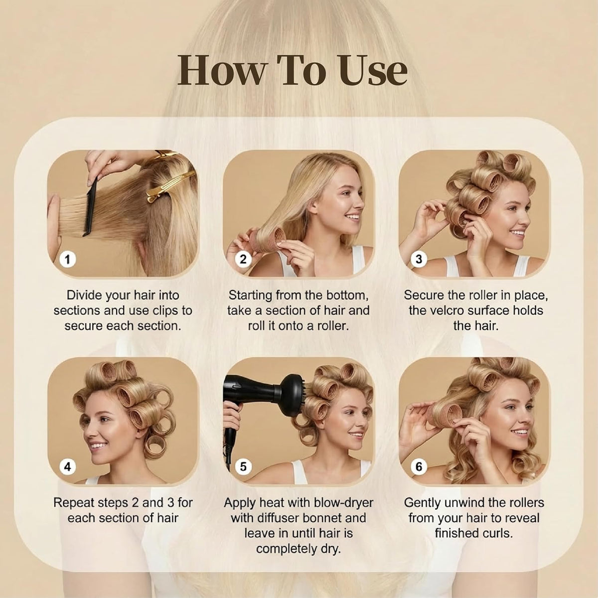 18pcs Ceramic Thermal Hair Rollers,Curlers for Long Medium Short Hair