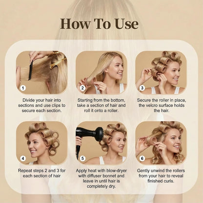 18pcs Ceramic Thermal Hair Rollers,Curlers for Long Medium Short Hair