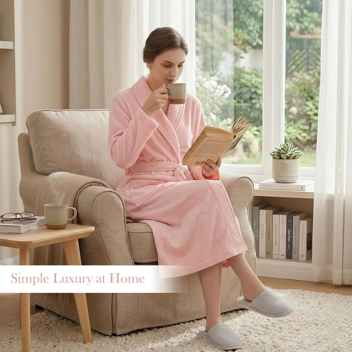Long Bath Robe for Women, Cozy Smooth Breathable Women's Robe