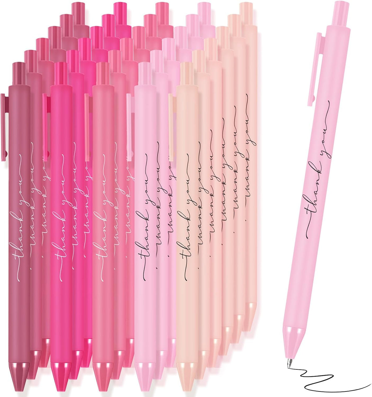 50 Pcs Thank You Pen Bulk Cute Server Ballpoint, Pink