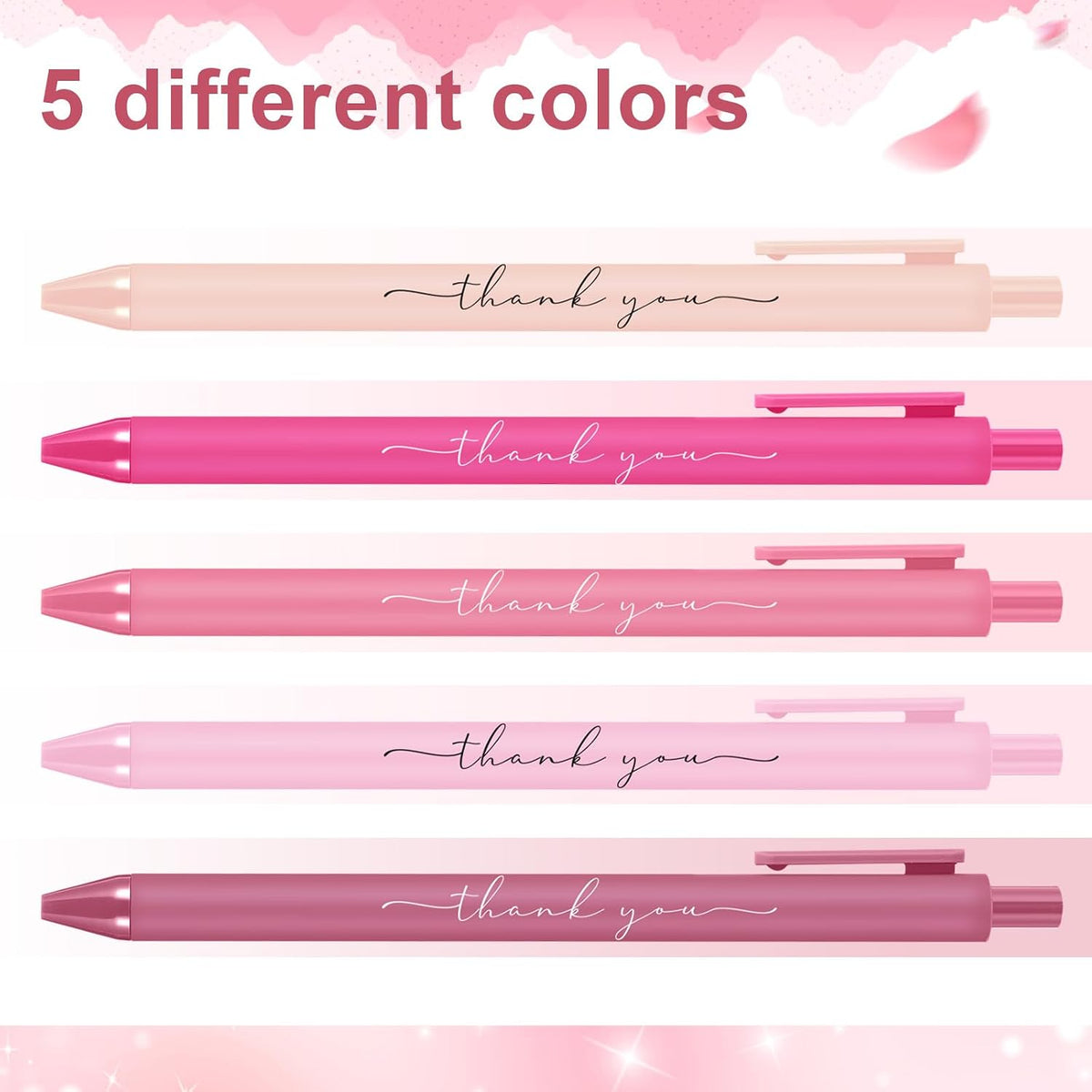 50 Pcs Thank You Pen Bulk Cute Server Ballpoint, Pink
