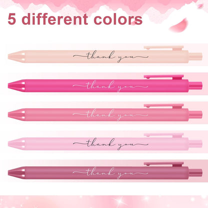 50 Pcs Thank You Pen Bulk Cute Server Ballpoint, Pink