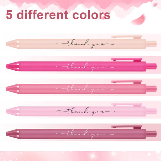 50 Pcs Thank You Pen Bulk Cute Server Ballpoint, Pink