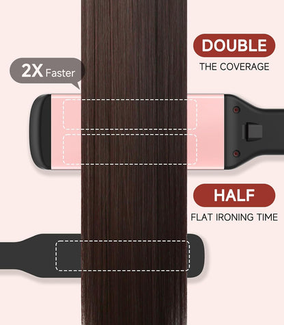 Hair Straightener,11 Temp, Ceramic Floating Plate with LED Display,Wide Flat Iron, Negative Ion, Auto Shut-Off & Global Voltage, Pink