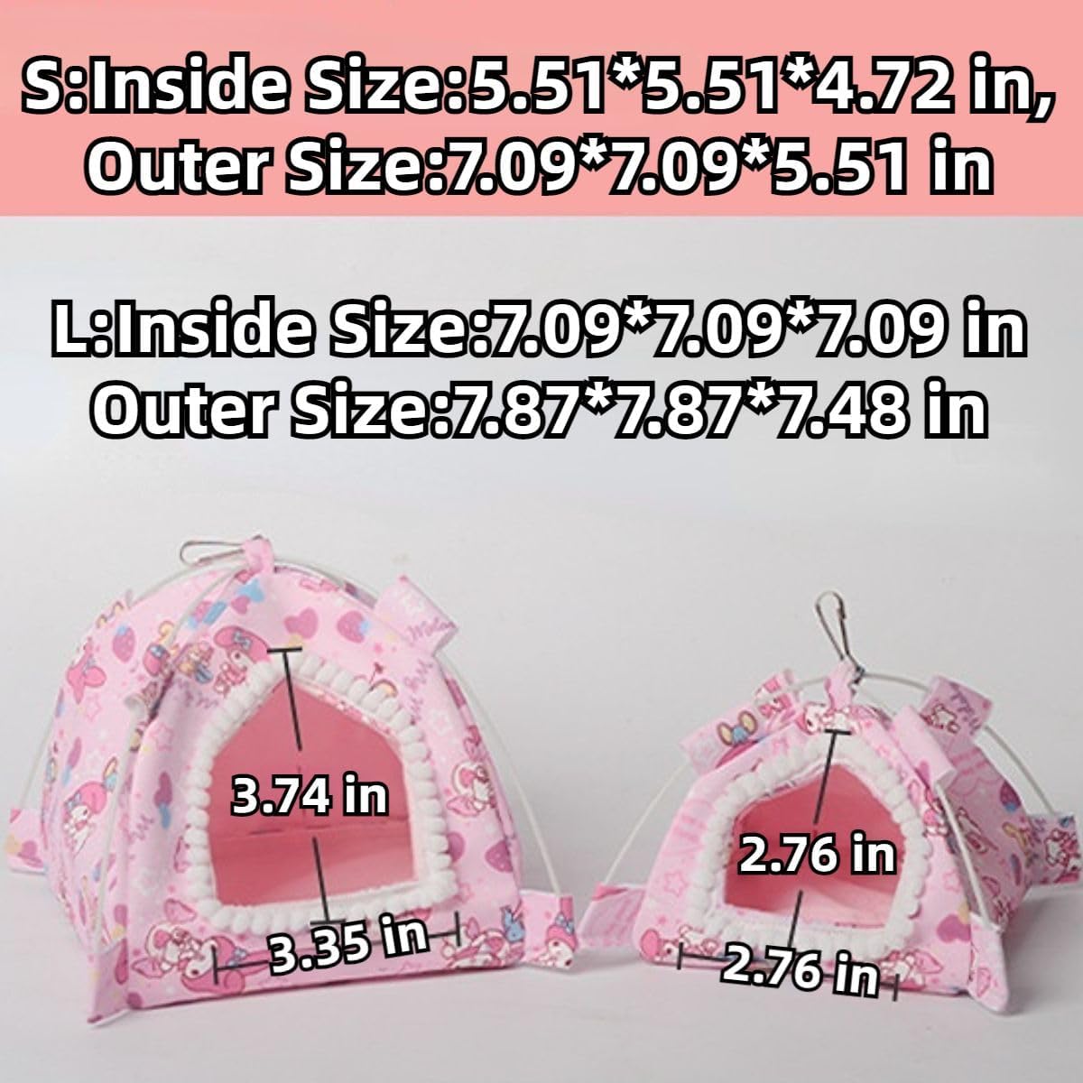Sugar Glider Tent Nest with Blanket Hamster Sleeping Bed Hamster Hideaway Habitat Hammock Hut Hamster Cave Bed Hamster Tent Hideout Plush Canvas Tents for Rat Guinea Pig Ferret (Pink,Small)