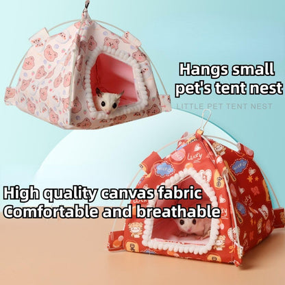 Sugar Glider Tent Nest with Blanket Hamster Sleeping Bed Hamster Hideaway Habitat Hammock Hut Hamster Cave Bed Hamster Tent Hideout Plush Canvas Tents for Rat Guinea Pig Ferret (Pink,Small)