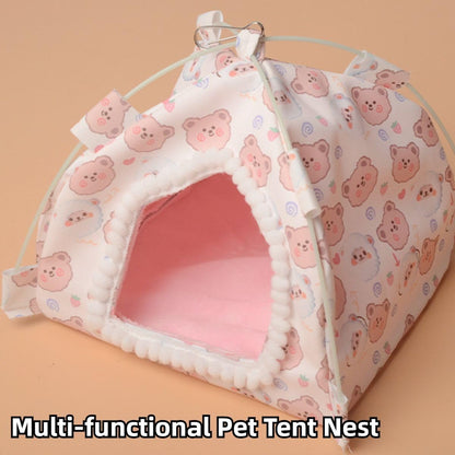 Sugar Glider Tent Nest with Blanket Hamster Sleeping Bed Hamster Hideaway Habitat Hammock Hut Hamster Cave Bed Hamster Tent Hideout Plush Canvas Tents for Rat Guinea Pig Ferret (Pink,Small)