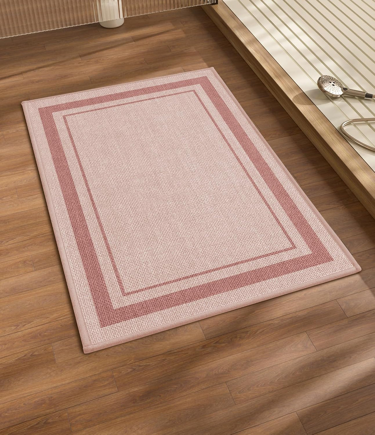 Bathroom Rugs Mat 24x17, Ultra Thin Non Slip Bath Mat Small Quick Dry Absorbent Bath Mat for Bathroom Floor, (Light Pink, 24"x17")