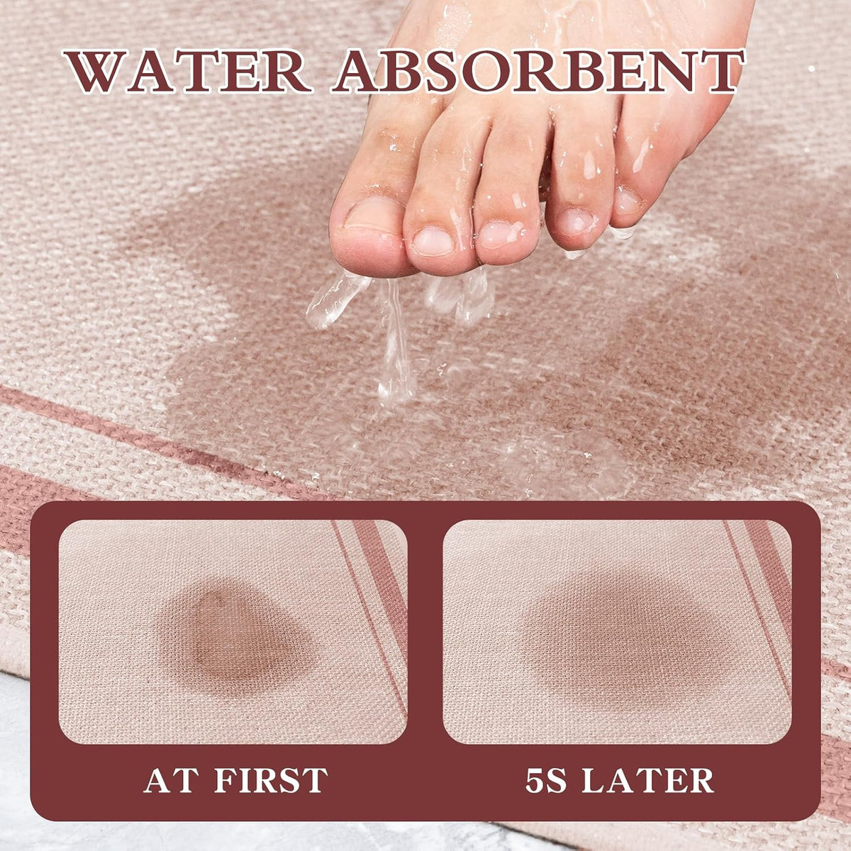 Bathroom Rugs Mat 24x17, Ultra Thin Non Slip Bath Mat Small Quick Dry Absorbent Bath Mat for Bathroom Floor, (Light Pink, 24"x17")