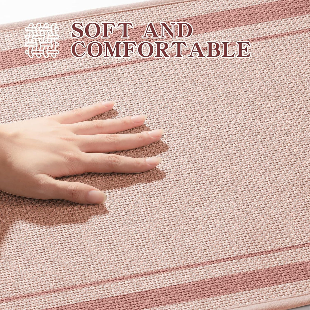 Bathroom Rugs Mat 24x17, Ultra Thin Non Slip Bath Mat Small Quick Dry Absorbent Bath Mat for Bathroom Floor, (Light Pink, 24"x17")