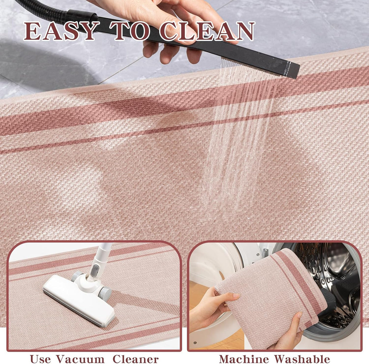 Bathroom Rugs Mat 24x17, Ultra Thin Non Slip Bath Mat Small Quick Dry Absorbent Bath Mat for Bathroom Floor, (Light Pink, 24"x17")