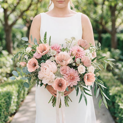 6Pcs Fake Poppy Artificial Flowers Pink Faux Silk Spring Flowers with Long Stems for Bridal Wedding Bouquets Floral Arrangements Centerpiece Table Home Party Decorations (Pink)