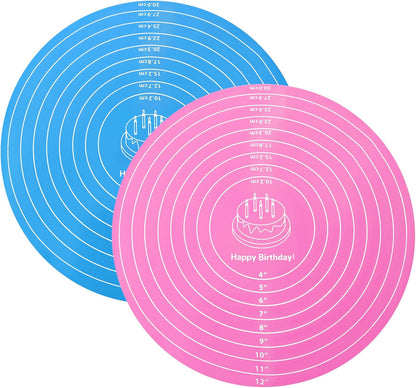 2 PCS 12 Inch Silicone Cake Mat Silicone Baking Mat with Measurement