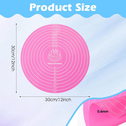 2 PCS 12 Inch Silicone Cake Mat Silicone Baking Mat with Measurement