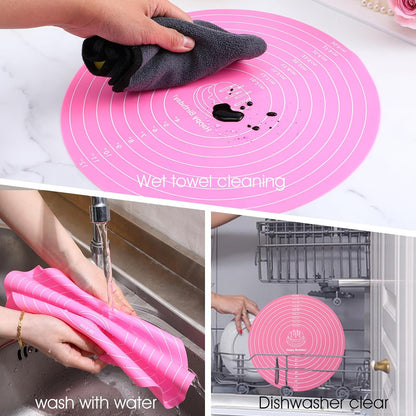2 PCS 12 Inch Silicone Cake Mat Silicone Baking Mat with Measurement