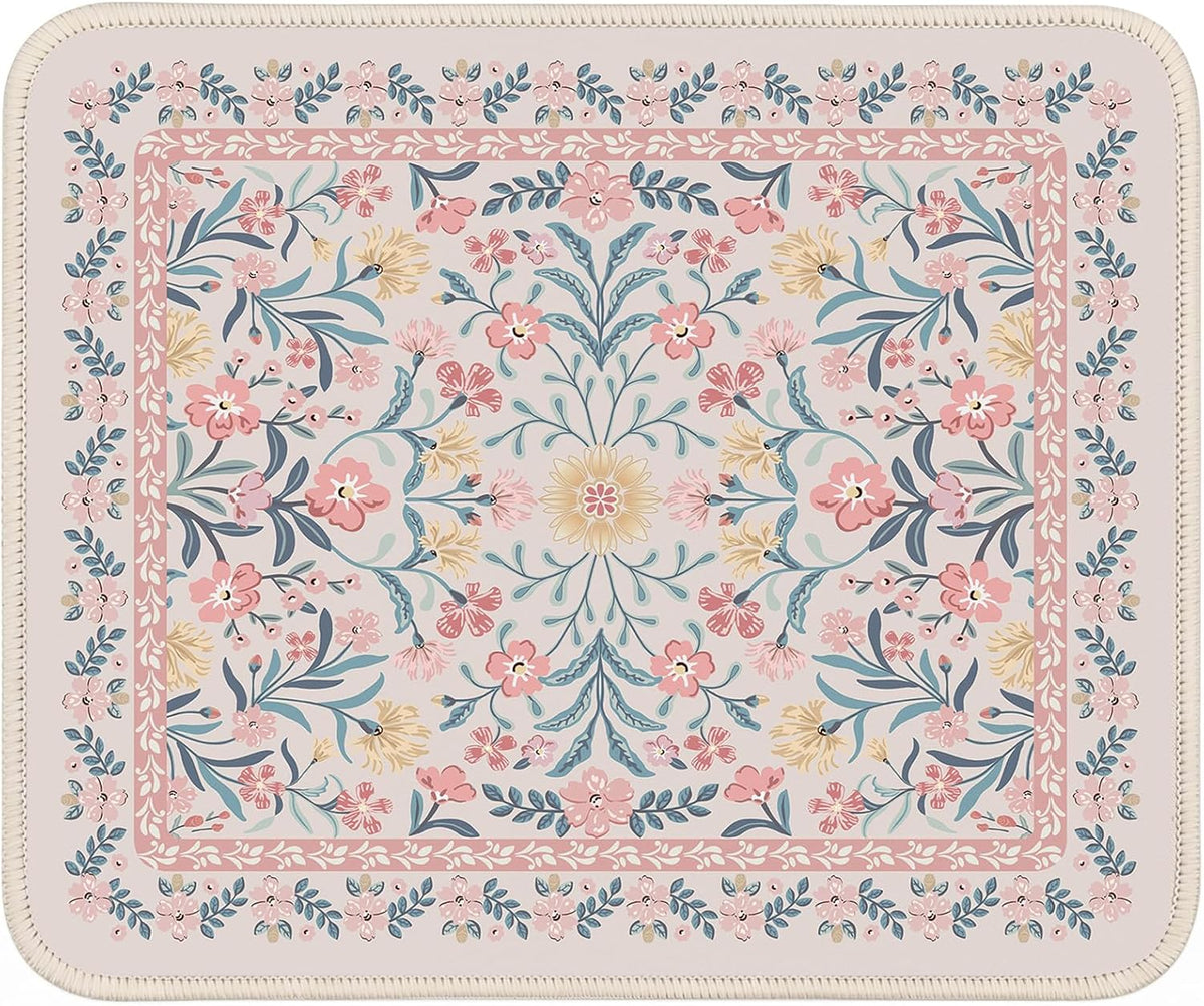 Aesthetic Small Mouse Pad, 9.5x7.9in,Home Office, Pink Floral