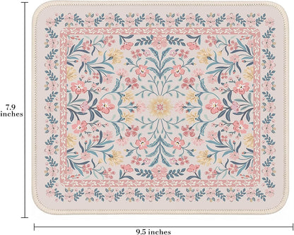 Aesthetic Small Mouse Pad, 9.5x7.9in,Home Office, Pink Floral