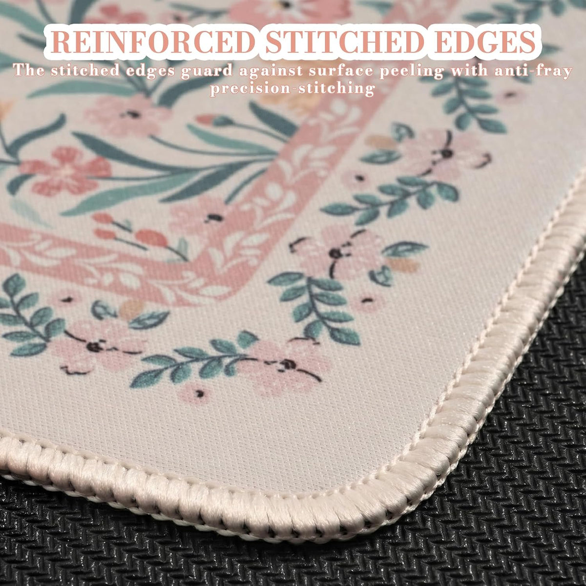 Aesthetic Small Mouse Pad, 9.5x7.9in,Home Office, Pink Floral