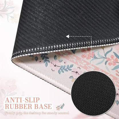 Aesthetic Small Mouse Pad, 9.5x7.9in,Home Office, Pink Floral