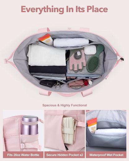Small Gym Bag for Women, Lightweight Mini Duffle Bag with Wet Compartment, Perfect as a Travel Carry On or Crossbody Weekender for Sport, Workout & Dance
