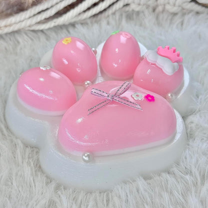 Big Taba Squishy Cat Paw, 5 in Large Paw Squeeze Toy Pink & White for Stress Relief and Relax, Sticky Squishies Fidget Toys for Party Favors Novelty Things Birthday Gift