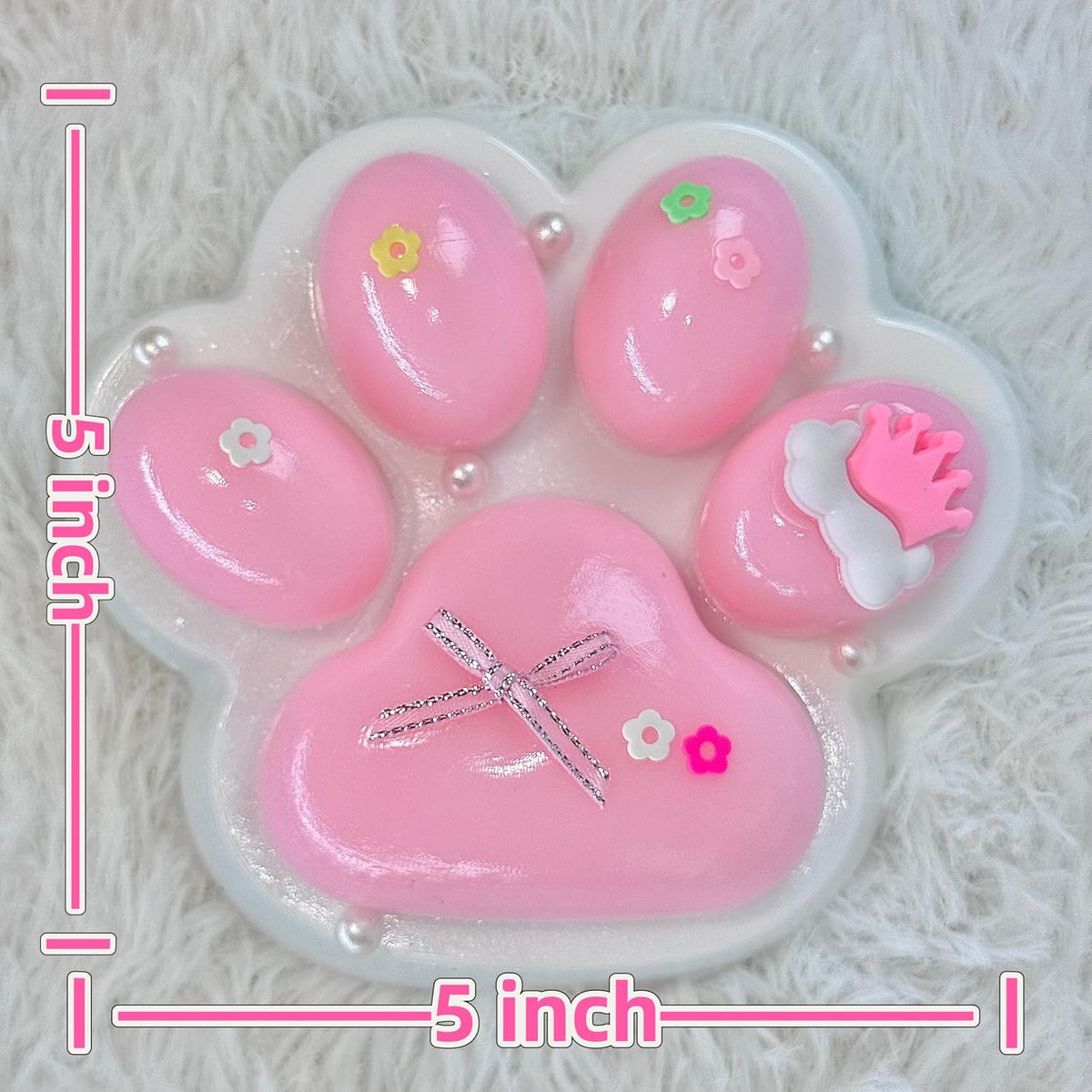 Big Taba Squishy Cat Paw, 5 in Large Paw Squeeze Toy Pink & White for Stress Relief and Relax, Sticky Squishies Fidget Toys for Party Favors Novelty Things Birthday Gift