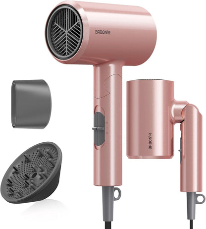1875W Diffuser Hair Dryer, Ionic Foldable Blow Dryer, Pink