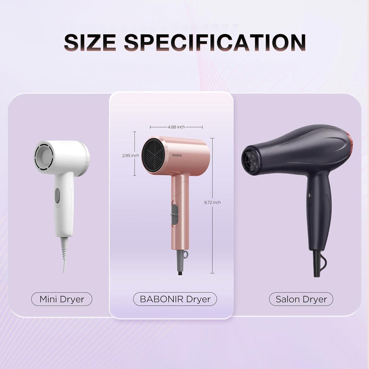 1875W Diffuser Hair Dryer, Ionic Foldable Blow Dryer, Pink