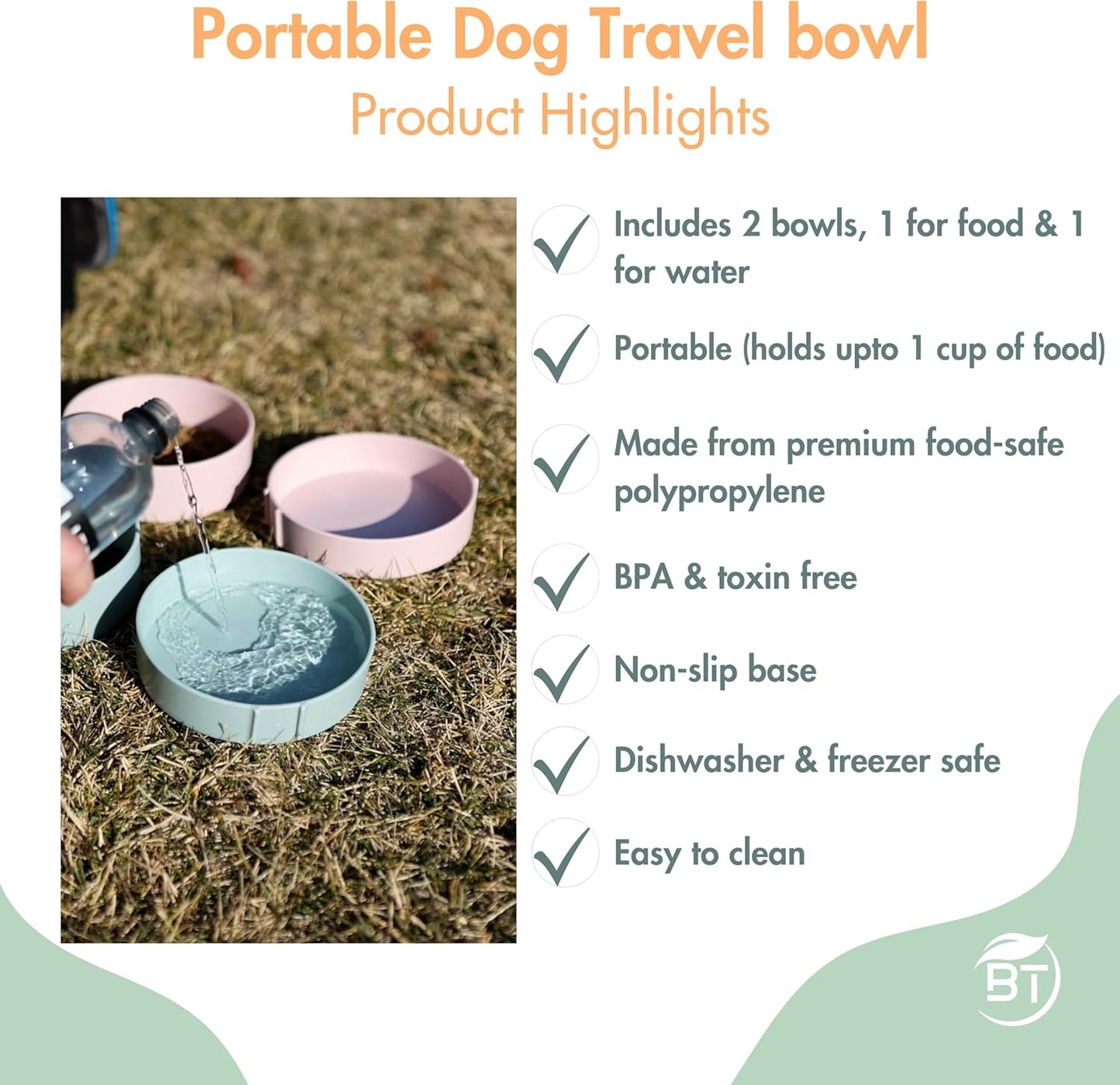 Travel Dog Bowls, Portable Outdoor Water, BPA-Free Water Bowl Set, Food Grade Plastic Dog Travel Bowl, Dog Camping Essentials, Travel Container