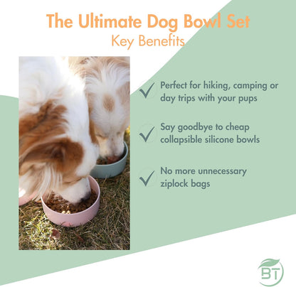 Travel Dog Bowls, Portable Outdoor Water, BPA-Free Water Bowl Set, Food Grade Plastic Dog Travel Bowl, Dog Camping Essentials, Travel Container