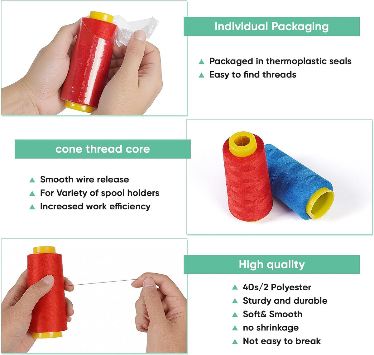 1800 Yards Hot Pink Thread, All Purpose Thread for Sewing