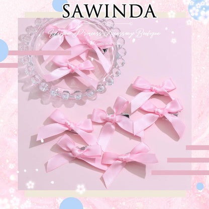 20PCS Pink Mini Bowknot Ribbon Barrettes - Cute Claw Clips for Teens, Women & Girls' Hair Accessories