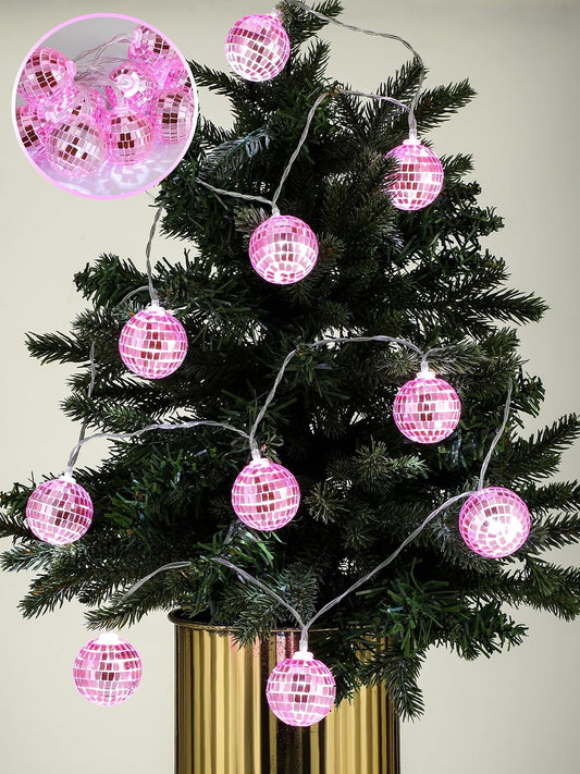 10/20 LED Disco Ball String Lights, 1.57 Inch, Rose Pink