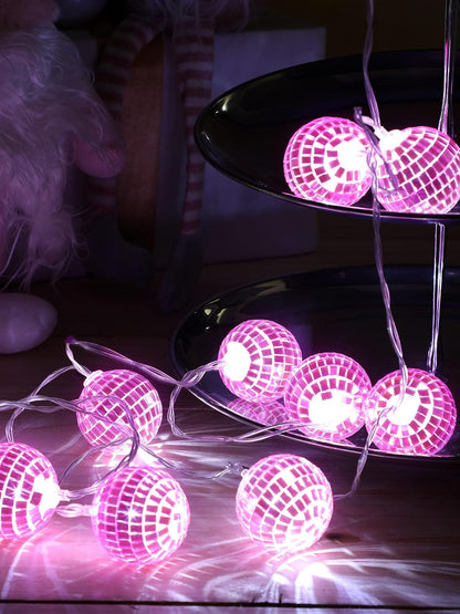 10/20 LED Disco Ball String Lights, 1.57 Inch, Rose Pink