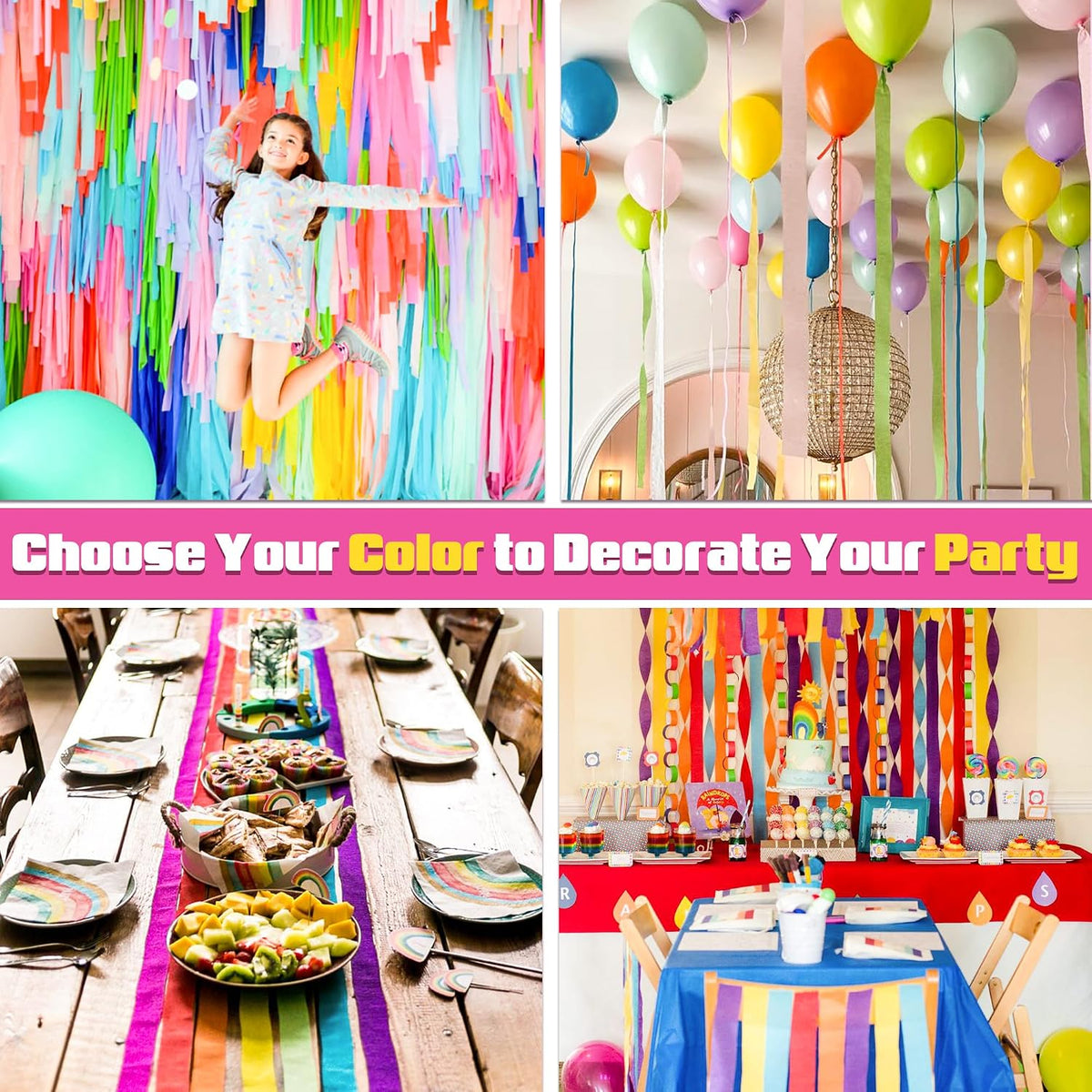 Peach Pink Crepe Paper Streamers Party Decorations, 6 Rolls 738 Ft Party Streamers for Birthday, Baby Shower, Wedding, Graduation, Backdrops, Ceilings and DIY Crafts