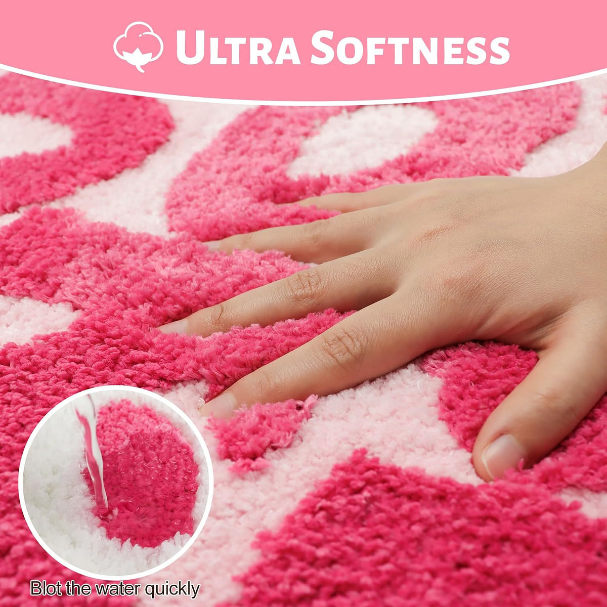 You Look Good Bathroom Rug, Hot Pink, 20''x60'' Soft Plush, Super Water Absorbent, Non-Slip Backing, Easy Cleaning, Vibrant Decor