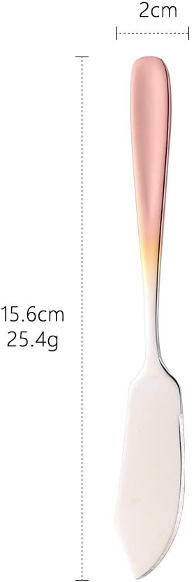 6-Piece Stainless Steel Butter Knife Set, Gradient Rose Gold Cheese & Sandwich Spreader with Polished Edges, Dishwasher Safe Breakfast Utensils for Kitchen & Dining