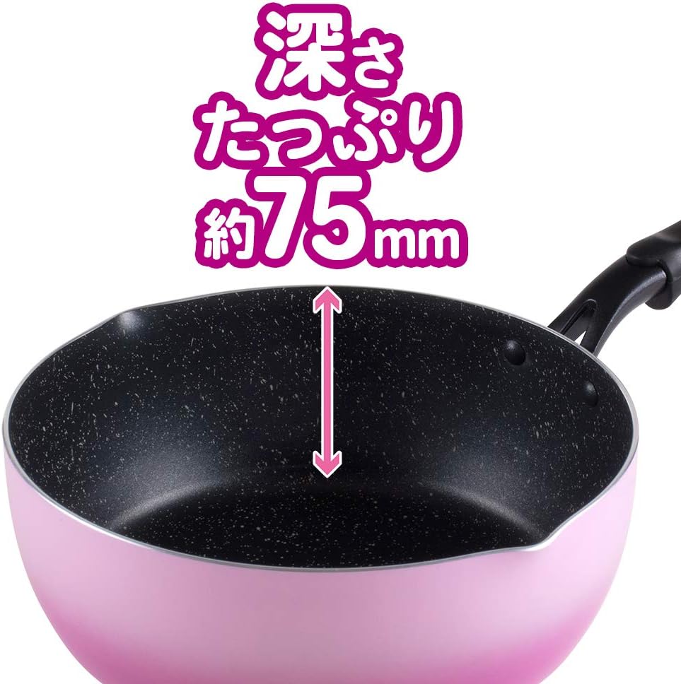 RA-9720 Deep Frying Pan, 8.7 inches (22 cm), For Gas Fire, PFOA Free, Fluorine Resin Processing, Pink