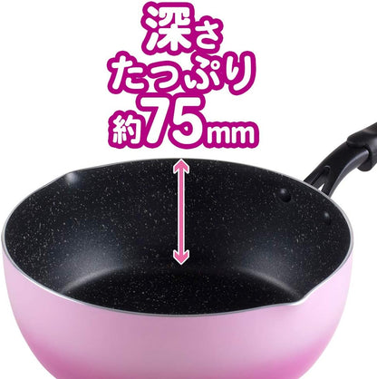 RA-9720 Deep Frying Pan, 8.7 inches (22 cm), For Gas Fire, PFOA Free, Fluorine Resin Processing, Pink