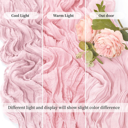 10 Pack Light Pink 17 x 108 Inch Cheesecloth Table Runner - Boho Gauze Sheer Fabric for Wedding Baby Shower Party Home Decor
