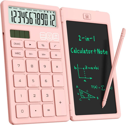 Desk Calculators with Erasable LCD Notepad Basic Calculators Pink Cute School Supplies for Girls Middle School Stuff Cute Pocket Office Supplies Home Essential Solar & Battery Energy Big Button