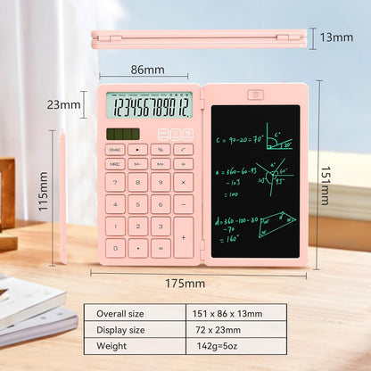 Desk Calculators with Erasable LCD Notepad Basic Calculators Pink Cute School Supplies for Girls Middle School Stuff Cute Pocket Office Supplies Home Essential Solar & Battery Energy Big Button