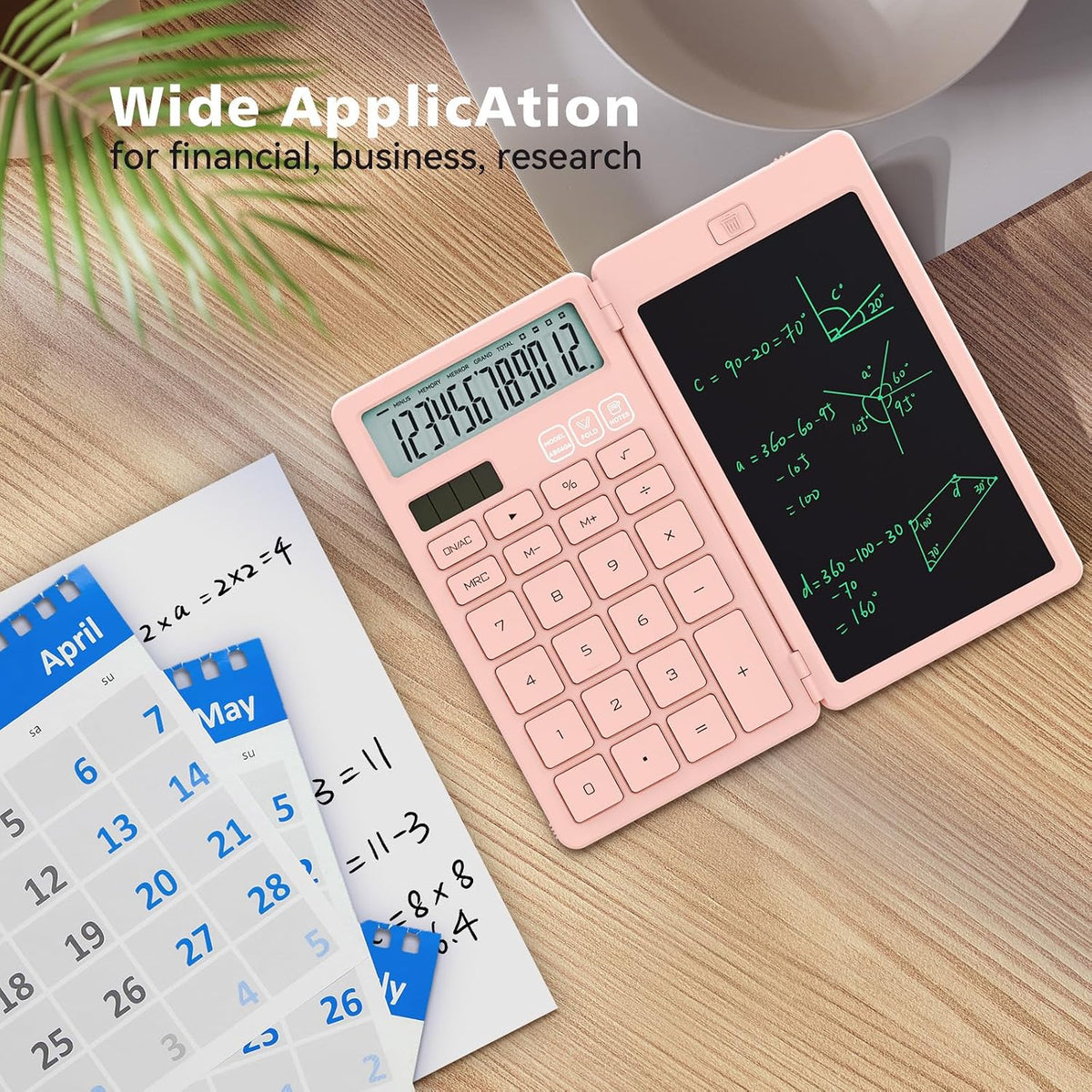 Desk Calculators with Erasable LCD Notepad Basic Calculators Pink Cute School Supplies for Girls Middle School Stuff Cute Pocket Office Supplies Home Essential Solar & Battery Energy Big Button